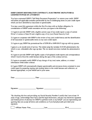 SHDP Credit Restoration Contract