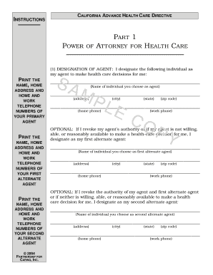 California Advance Health Care Directive