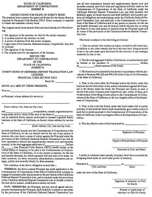 California Deferred Deposit Transaction Surety Bond