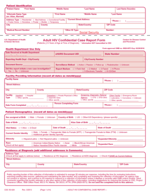Adult HIV Confidential Case Report