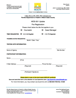 AIDS-501 Update Pre-Registration Form