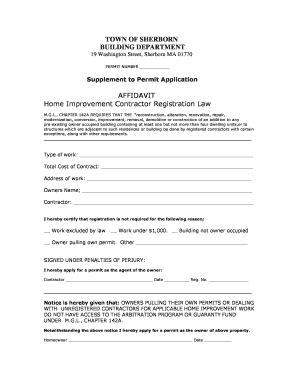 Massachusetts Home Improvement Contractor Registration Affidavit