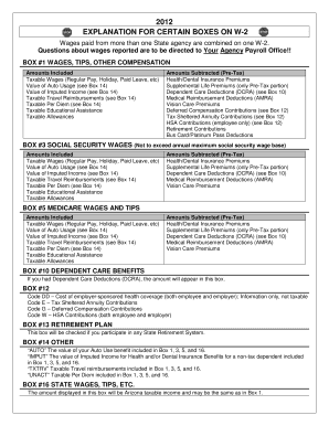 W-2 Form Explanation for Certain Boxes