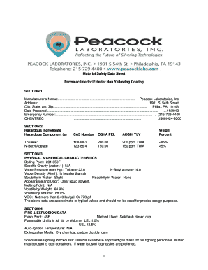 Material Safety Data Sheet for Permalac Coating