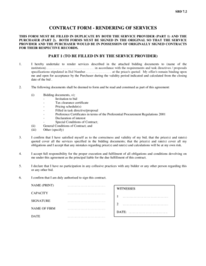 Contract Form - Rendering of Services SBD 7.2
