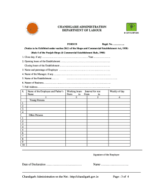 Chandigarh Shops and Commercial Establishment Notice