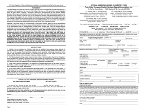 American Kennel Club Dog Show Entry Form