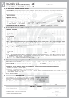 KYC Application Form for Non-Individuals
