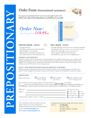 Order Form for Prepositionary