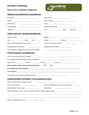 Accident & Sickness Claim Form