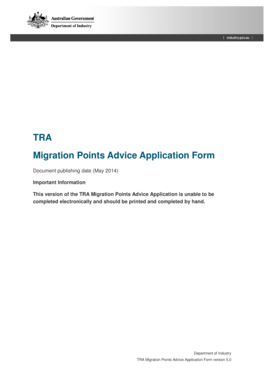 TRA Migration Points Advice Application Form