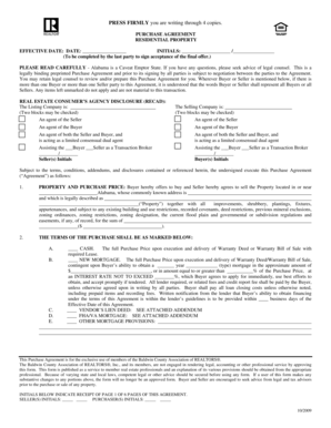 Alabama Residential Property Purchase Agreement