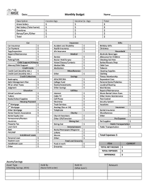 Monthly Budget Template