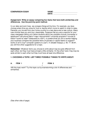 Comparison Essay Assignment