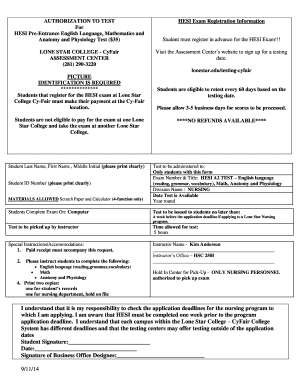 HESI Exam Registration Form