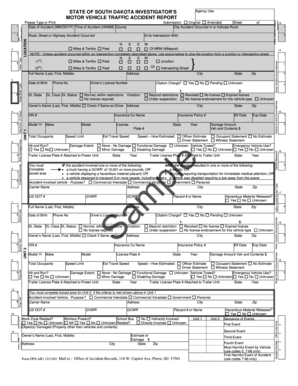 South Dakota Motor Vehicle Traffic Accident Report