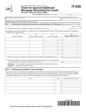 New York Mortgage Recording Tax Credit Claim