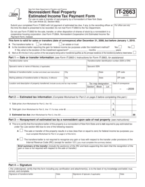 New York Nonresident Real Property IT-2663 Form