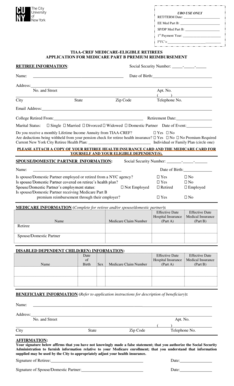 Medicare Part B Premium Reimbursement Application