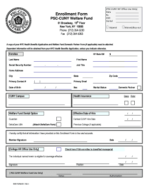 PSC-CUNY Welfare Fund Enrollment Form