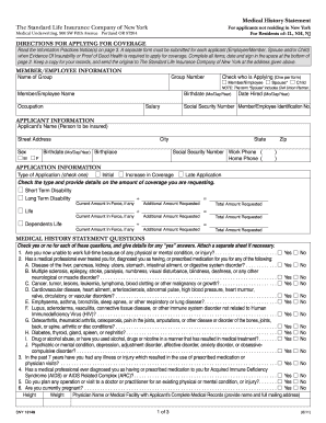 Medical History Statement for Life Insurance