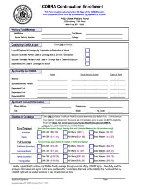 COBRA Continuation Enrollment Form