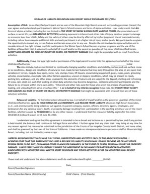 Mountain High Resort Liability Waiver