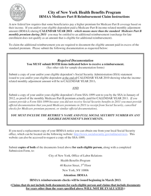 IRMAA Medicare Part B Reimbursement Claim Form