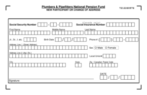 Plumbers & Pipefitters Pension Fund Form