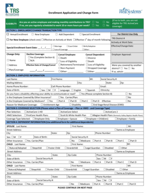 TRS-ActiveCare Enrollment Application Form