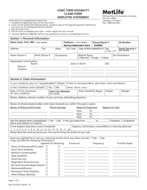 Long Term Disability Claim Form
