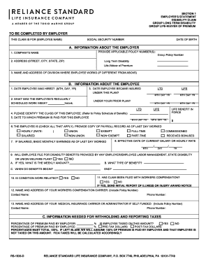 Proof of Loss Claim Statement