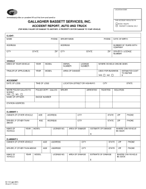Gallagher Bassett Auto and Truck Accident Report