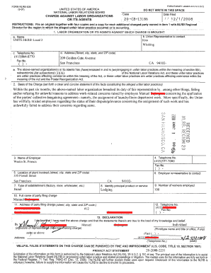 NLRB-508 Charge Against Labor Organizations