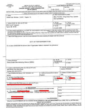 NLRB Form 508 Charge Against Labor Organization