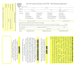 Ladies Auxiliary FRA Membership Application