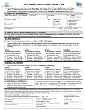 2013 Annual Benefits Enrollment Form