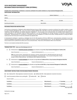 Voya Investment Management Recharacterization Request Form