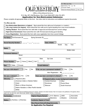 Application for Non-Matriculated Admission