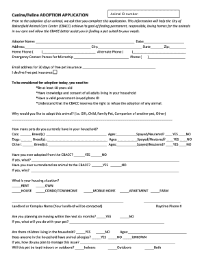 Canine/Feline Adoption Application