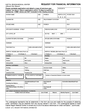 Capital Region Medical Center Financial Assistance Application