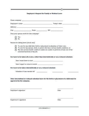 Employee's Request for Family or Medical Leave