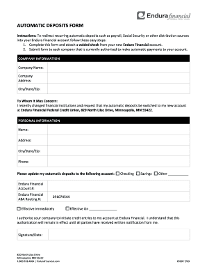 Automatic Deposits Form