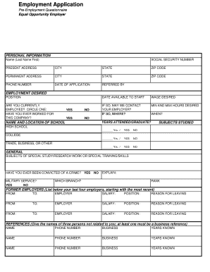 Employment Application Form