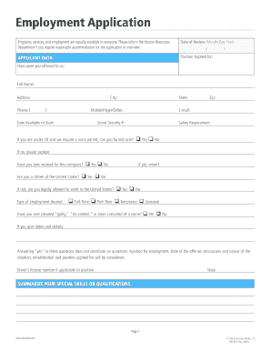 Employment Application Form HR104
