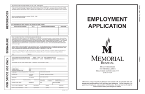 Memorial Hospital Employment Application