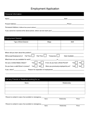 Employment Application Form