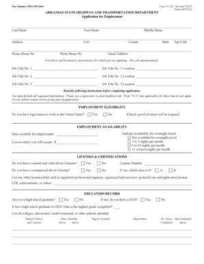 Arkansas State Highway Employment Application