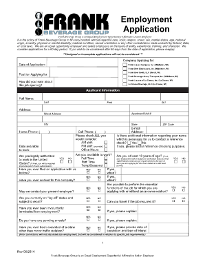 Frank Beverage Group Employment Application