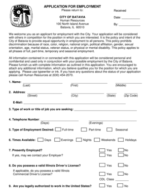 City of Batavia Employment Application